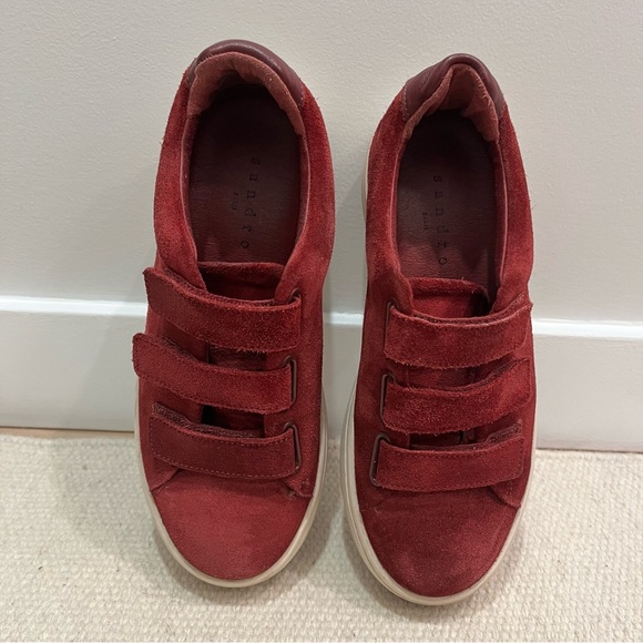 Sandro Anita Burgundy Suede Sneakers - Picture 6 of 8